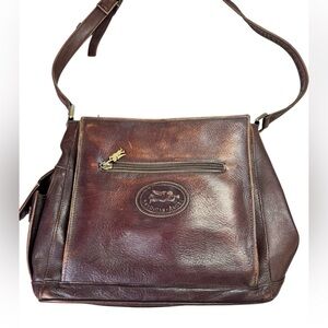 Vintage American Angel Distressed Brown Leather Organizer Crossbody Bag